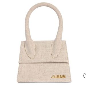 Jacquemus Le Chiquito Moyen Linen Top Handle Bag In Beige